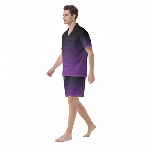 Conjunto de camisa y pantalones cortos sublimados para hombre, manga corta, con botones, a juego, para playa, verano, informal, para estar en casa, para vacaciones - Product Image 4