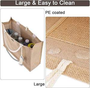 Stylish Jute Picnic Tote <b>Bag</b> with Cotton Handles Eco Friendly Grocery and Travel <b>Bag</b> - Product Image 3