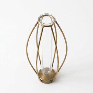 Antique Brass Iron Stem <b>Vase</b> 8cm Open Cage Handmade <b>Bud</b> Holder For Wedding Hotel Table Decor Supply - Product Image 3