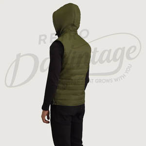 Chaleco Acolchado con Capucha Color Verde Oliva para Hombre, Chaleco Acolchado Cálido de Invierno, Chaqueta sin Mangas Impermeable para Hombre - Product Image 5