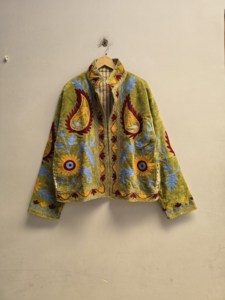Olive <b>Green</b> <b>Velvet</b> Suzani Jacket for Women Handmade Floral Paisley Embroidery Boho Ethnic Coat Wholesale Designer Outerwear - Product Image 1