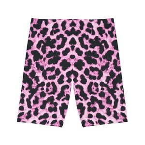 Shorts de Mujer con Estampado de Leopardo Rosa, Cintura Media, Cierre Elástico, Estilo Casual, Tejido Transpirable, Corte Regular - Product Image 1