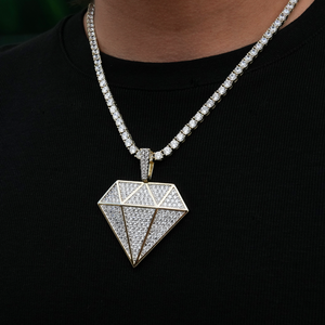 Collar con Colgante de Moissanita de Estilo Hip Hop Religioso Hindú, Chapado en Plata y Rodio, para Hombre, Joyería para Fiestas - Product Image 1