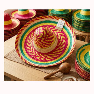 Sombrero Mexicano de Paja para Fiesta, Multicolor, Hecho a Mano, de Paja Natural, Ala Ancha, para Eventos y Festivales de Halloween, Venta al Por Mayor - Product Image 5