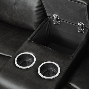 Convenienza contemporanea in ecopelle nera imbottita doppio aliante reclinabile del sedile del centro di amore mobili da soggiorno moderni - Product Image 4