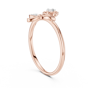 <b>DAISY</b> SPARK Lab Grown Diamond Ring Set 18KT Solid Rose Gold Brilliant Cut Minimalist Style Certified Engagement Wedding Women's - Product Image 3