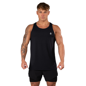 เสื้อกล้ามผู้ชายสีดำแบบ Racerback น้ำหนักเบาพิเศษ สำหรับออกกำลังกาย วิ่ง ฟิตเนส เทรนนิ่ง เสื้อกีฬาแบบ OEM ขายส่ง - Product Image 1