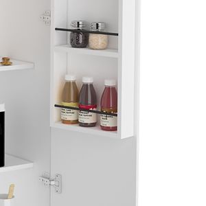 Armadio Bianco a Doppia Porta con Cinque Ripiani e Tre Ripiani Interni per la Conservazione in Cucina - Product Image 3