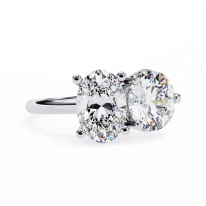 Classic Women's Engagement <b>Ring</b> Two Lab Grown Diamonds Prong Setting IGI Certified Trendy Daily Wear Rhodium Plated 10K <b>Gold</b> - Product Image 2
