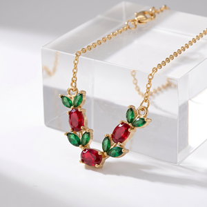 Collier pendentif tulipe en zircon plaqué or 18 carats le plus vendu, chaîne à maillons, bijoux indiens tendance pour femmes, vente en gros pour mariages - Product Image 6