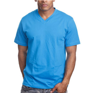 T-shirt de sport décontracté pour homme, col en V, 100 % coton respirant et écologique, à manches courtes, personnalisable avec logo – Meilleures ventes - Product Image 4