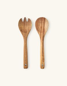 Factory Sale Natural Teak Wooden Salad Server Set Comfortable Grip Non-Stick Eco-Friendly Dishwasher <b>Safe</b> Salad <b>Tools</b> - Product Image 3