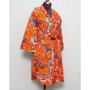 Luxury Indian Cotton Digital Printed Floral Pattern Evening Bridal V-Neck 3/4Sleeve Midi long shirt Dress for Women Eco-Friendly - Product Image 5