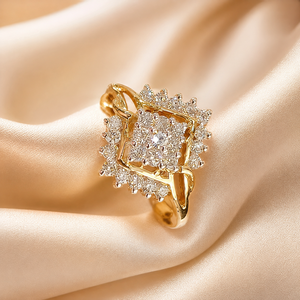 Anillo Cuadrado Premium de Oro de 14K con Piedras de Imitación de Diamante, Joyería de Diseño para Bodas, para Mujeres - Product Image 4