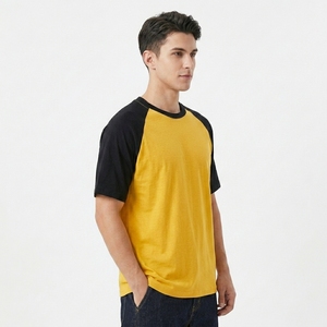 Camisetas Extra Grandes Lisas con Logotipo Personalizado, 100% Algodón para Hombre, Estampado Informal, Manga Raglán Tejida, Camiseta Personalizada a la Moda - Product Image 2