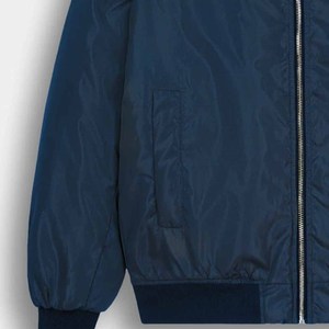 Blouson bomber noir pour homme, couleur unie, polyester, fermeture éclair, vêtement d'extérieur décontracté pour l'automne, coupe classique, col montant, poches - Product Image 6