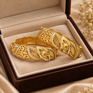 Bracelet en cuivre et laiton plaqué or 24 carats pour femmes |   Bracelet Kada de créateur tendance et traditionnel |   Filigrane floral pour mariage indien | - Product Image 4