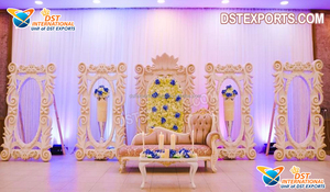 Elegant White Moroccan Theme <b>Wedding</b> Stage Panels Luxury Western FRP <b>Frames</b> for <b>Wedding</b> Sangeet Ceremony Decor - Product Image 6