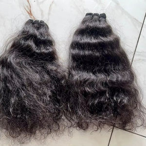 Extensiones de Cabello Humano Remy de Lujo del Sur de la India, Crudo, Sin Procesar, Doble Trama, 100% Sin Caída, Sin Enredos, Ondulado - Product Image 1