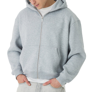 Custom Unisex Regular Fit Cropped <b>Zip</b>-Up Hoodie Heavyweight Fleece Cotton Blend Full <b>Zip</b> <b>Hooded</b> Sweatshirt Eco-Friendly - Product Image 4