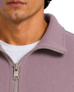 Sudadera con cremallera de un cuarto para hombre, morado claro, oversize, de forro polar, manga larga, estilo casual urbano, personalizada, de algodón grueso - Product Image 5