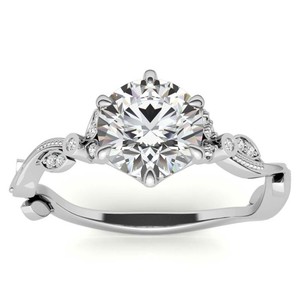Anillo Curvo de Moissanita, Plata de Ley 925, Chapado en Oro Blanco, Anillo de Boda Apilable, Anillo de Lujo Certificado con Engaste de Garras, Aniversario - Product Image 1