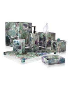 Ensemble d'accessoires de salle de bain de luxe en résine acrylique artisanale, imperméable, écologique, design rectangulaire personnalisable pour salles de bain - Product Image 5