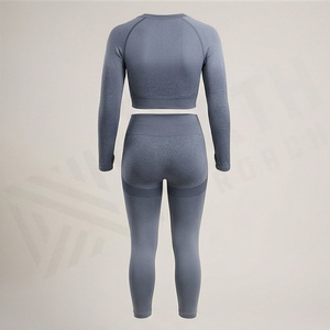 กางเกงเลกกิ้งออกกำลังกายเอวยางยืด ขายส่ง รับทำโลโก้ ชุดโยคะ ชุดกีฬาผู้หญิง ผ้าฝ้าย กางเกงรัดรูป เสื้อผ้าผู้หญิง - Product Image 2