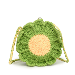 Customized Knitted Yarn <b>Crocheted</b> Floral Women's Shoulder Crossbody <b>Bag</b> 2026 New Style Handmade Cotton Hand <b>Bag</b> - Product Image 1