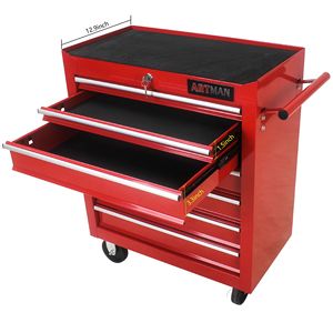 Carrello Portautensili Rosso Multifunzionale a 7 Cassetti con Ruote, Soluzione Pratica per lo Stoccaggio - Product Image 4
