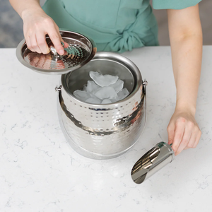 Stainless Steel Ice <b>Bucket</b> for Beer <b>With</b> <b>Lid</b> And Tongs Round Minimalist Design Rust Resistant For Party Beverage Cooling <b>Buckets</b> - Product Image 6