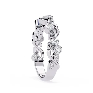แหวนทองคำแท้ 10K 14K 18K ลายคลื่นประดับเพชรแล็บโกรว์ ดีไซน์ Unisex รับรองโดย IGI ของขวัญเครื่องประดับชั้นดี - Product Image 2