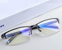 Gafas de Metal con Media Montura para Hombre, Monturas Ópticas Rectangulares para Prescripción Médica 58171