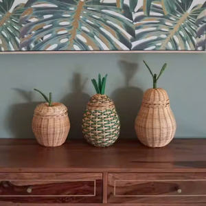 Panier à fruits en rotin en forme d'ananas, panier de rangement, design unique, panier cadeau en rotin, produits en vente - Product Image 2