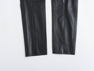 2026 New Fashion It <b>Comes</b> with a Belt Made of Flannel Leather Pants Vintage High Waist Female Trousers Leather Pants Custom Logo - Product Image 3