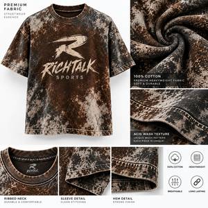 T-shirt en jersey de coton à manches courtes pour homme, coupe oversize, style streetwear, imprimé, col rond, effet vintage délavé, design personnalisable, style hip-hop - Product Image 6