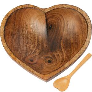 Tazón de Madera en Forma de Corazón con Cucharas, Decorativo y Rústico, para Servir Cereales, Sopa, Ensalada, Smoothies y Postres - Product Image 5