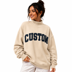 Sweat-shirt à col montant style vintage pour femme, en mélange de coton délavé à l'acide, fabricant et fournisseur de marques privées - Product Image 1