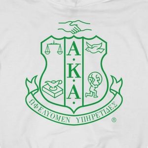 AKA White Hoodie <b>Green</b> Crest Print Fleece Pullover Unisex Greek Sorority Sweatshirt OEM ODM Wholesale - Product Image 6