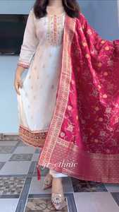 Pure Kanjivaram <b>Silks</b> <b>kurta</b> With Embroidery Coding Give Elegant Look For Women Buy Direct From Indian Supplier - Product Image 3
