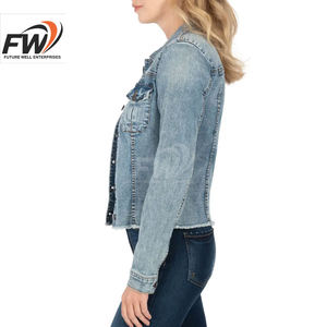Chaqueta de Mezclilla para Mujer OEM, Chaqueta de Mezclilla Lavada de Alta Calidad, Tejido Transpirable, Logotipo Personalizado OEM Disponible, Precio Accesible - Product Image 4