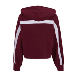 Women Cropped Hooded Sweatshirt Long Sleeve Solid Color <b>Asymmetric</b> Oversized Knitted Cotton Autumn Style - Product Image 2