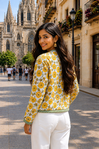 Women's Winter <b>Jacket</b> with Hand Embroidered Suzani Design <b>White</b> Fabric Bridesmaid Gift or Women's Clothing OEM ODM Bulk Sale - Product Image 3