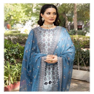 Trajes étnicos-Trajes Salwar de Pakistán e India Premium Lawn Trajes de mujer de 3 piezas con bordado de MI Creation Volume 2017 - Product Image 3