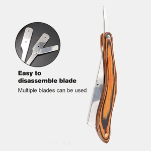 Classic Folding Beard Barber <b>Single</b> <b>Blade</b> Wooden Handle Straight <b>Razor</b> Safety <b>Razor</b> for Men Shaving - Product Image 6