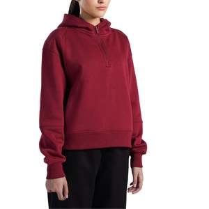 Fabricante OEM ODM de sudaderas con capucha y media cremallera personalizadas al por mayor para mujer, top informal de forro polar para invierno - Product Image 4