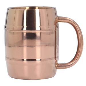 Chope de bière en cuivre pur avec poignée pour les cocktails de Moscou Mule tasse à boire de style baril martelé - Product Image 2