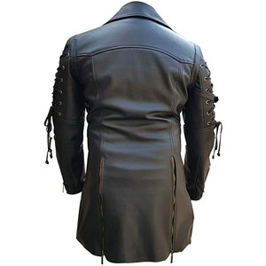 Men Steampunk Faux PU Synthetic Leather Coat <b>Gothic</b> Punk Trench Tops Style - Product Image 5