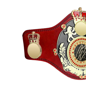 Cinturón de Campeón de Lucha Libre, Diseño de Lujo en Cuero Rojo, Corona con Detalle de León Dorado, Personalizable - Product Image 4