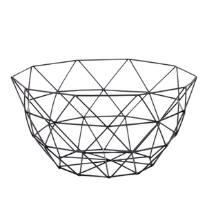Nouveau Panier à fruits en fil métallique géométrique, Bol de rangement moderne en fer noir pour comptoir, Décoratif ajouré pour produits frais, Vente en gros - Product Image 1